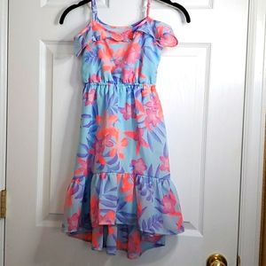 Flowy Floral Dress Long with high low hem